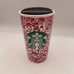 NEW  2016 Starbucks Tumbler Holiday Candy Cane 12 oz Ceramic With Top